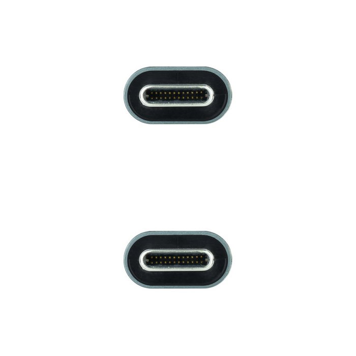 Nanocable Cable USB 3.2 Tipo-C 10.01.4301, USB-C Macho a USB-C Macho, 100W 5A, 20Gbps, 4K 60Hz, Thunderbolt 3, 1m, Color Gris y Negro